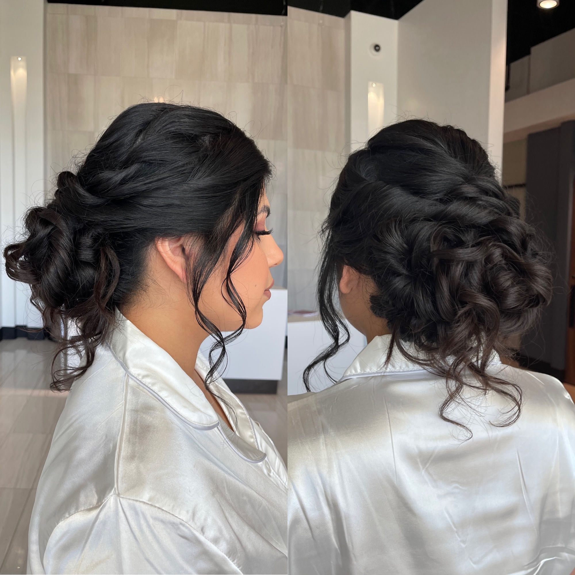 Event updo — side profile and back detail — Luxe & Mane Co